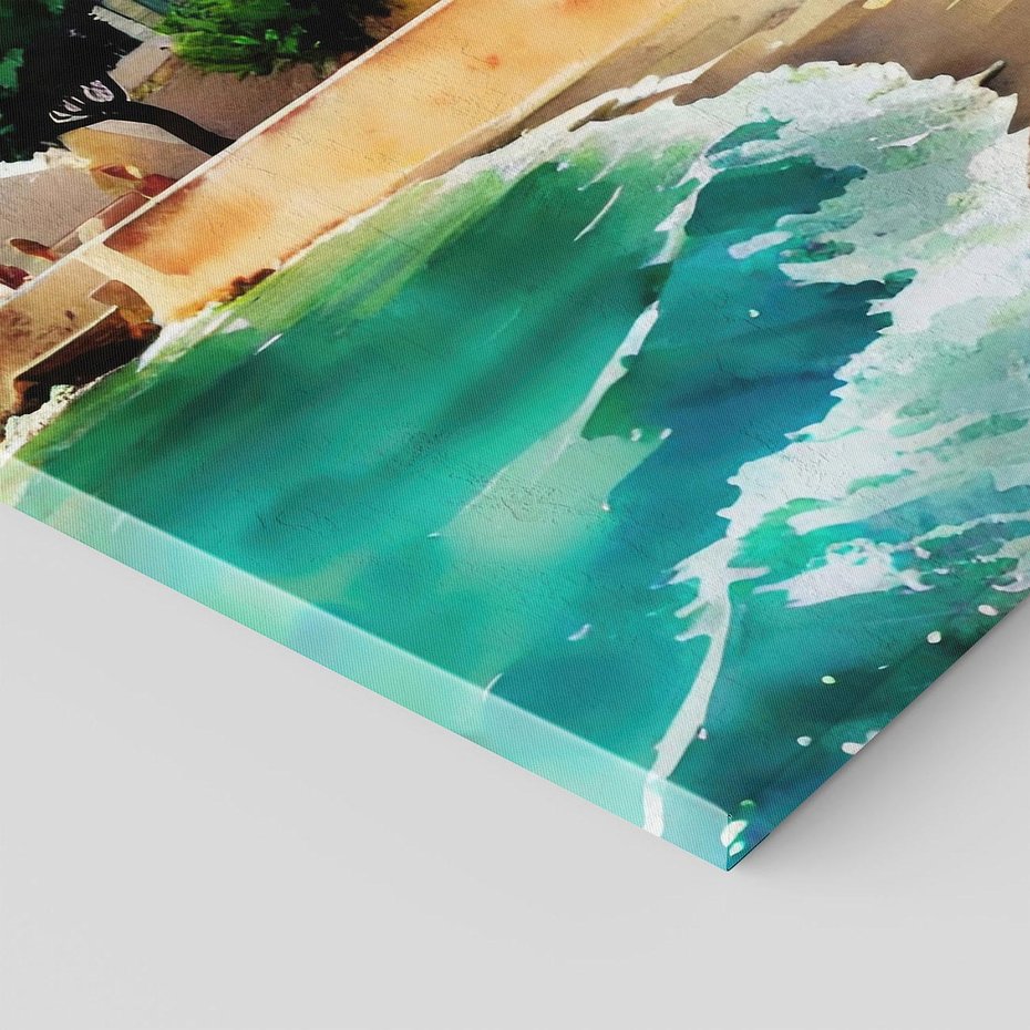 Obraz na płótnie 70x100 - Zamieszkajmy Tu - akwarela, śródziemnomorski klimat