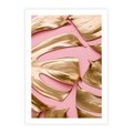 Plakat bez ramy 21x30 - Przyjemność w Naturze - złote, liście