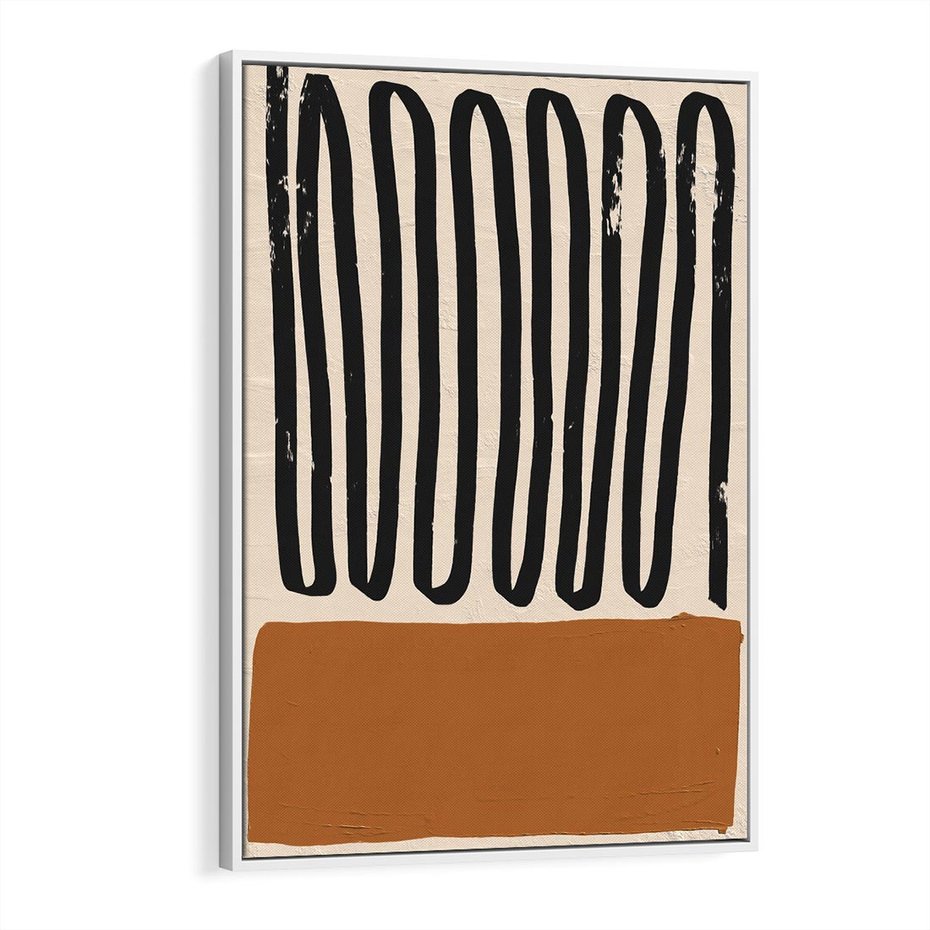 Obraz w ramie 70x100 - Boho Impulsy Kreatywności - abstrakcyjny plakat, brąz - rama biała