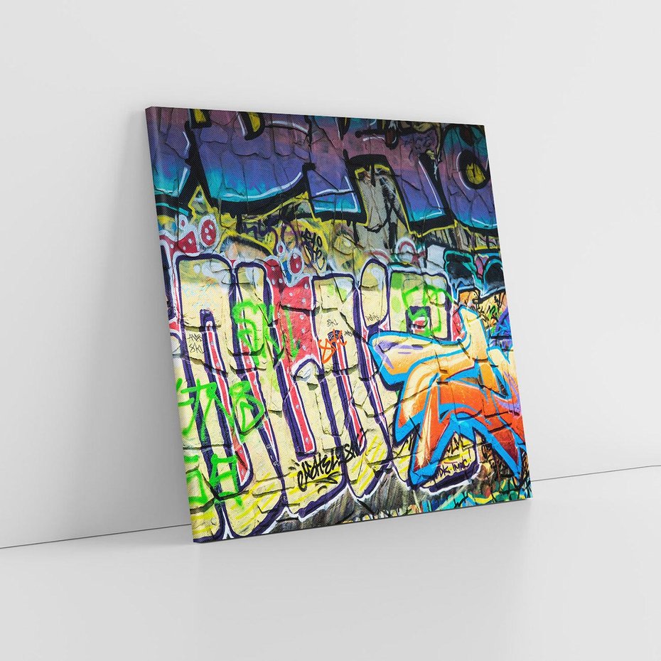 Obraz na płótnie 40x40 - Kolorowy wyraz - graffiti