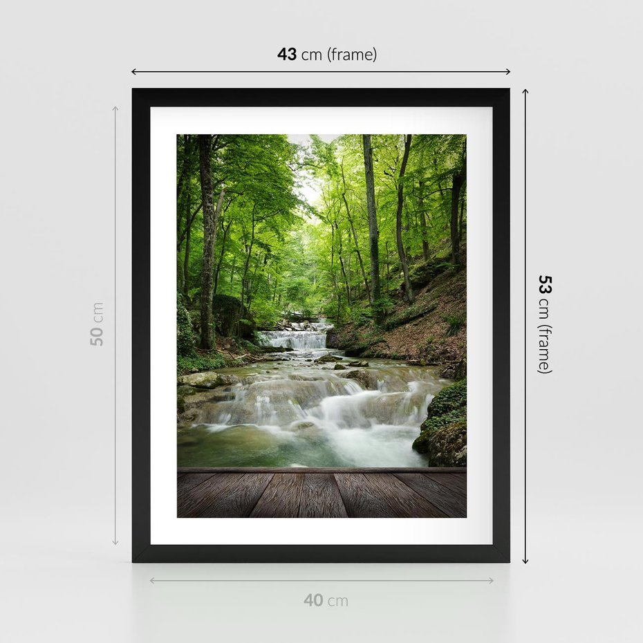 Plakat w ramie 40x50 - Plączący się strumień - rzeka, strumień - rama czarna