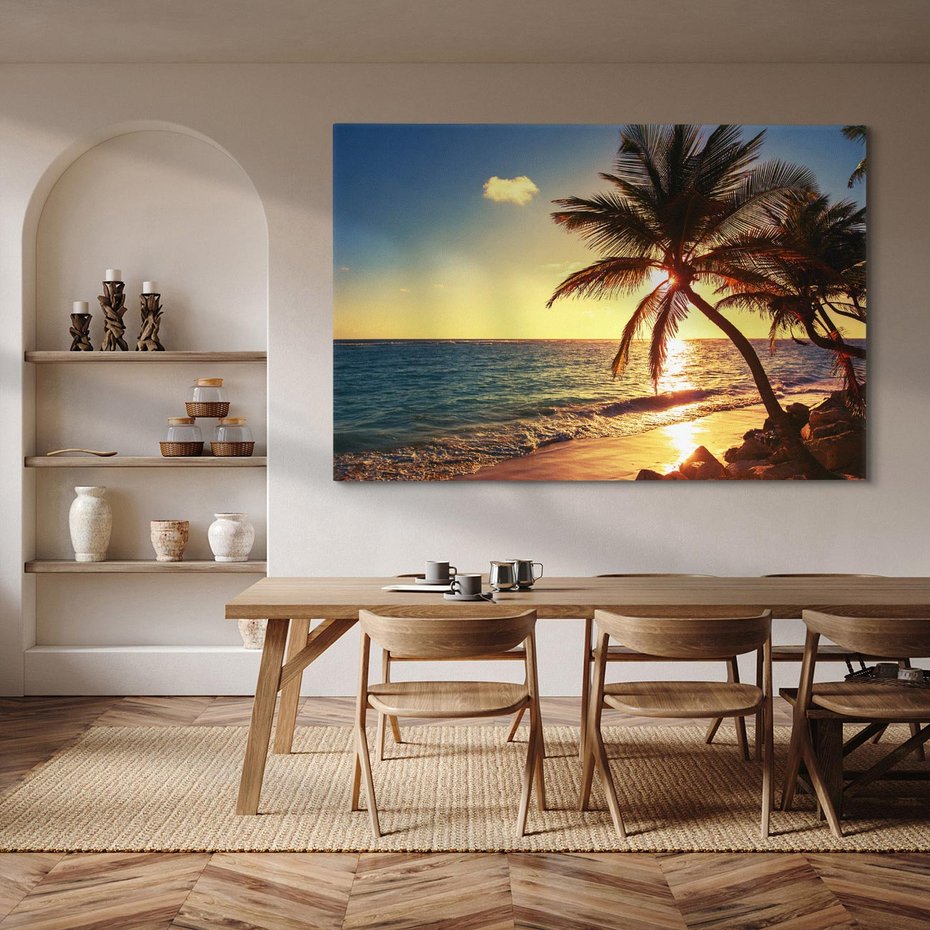 Obraz na płótnie 70x50 - Rajski Widok - zachód słońca,
