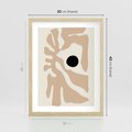 Plakat w ramie 30x40 - Eksploracja Abstrakcji - beżowa absrakcyjna kompozycja, czarny akcent - rama drewno