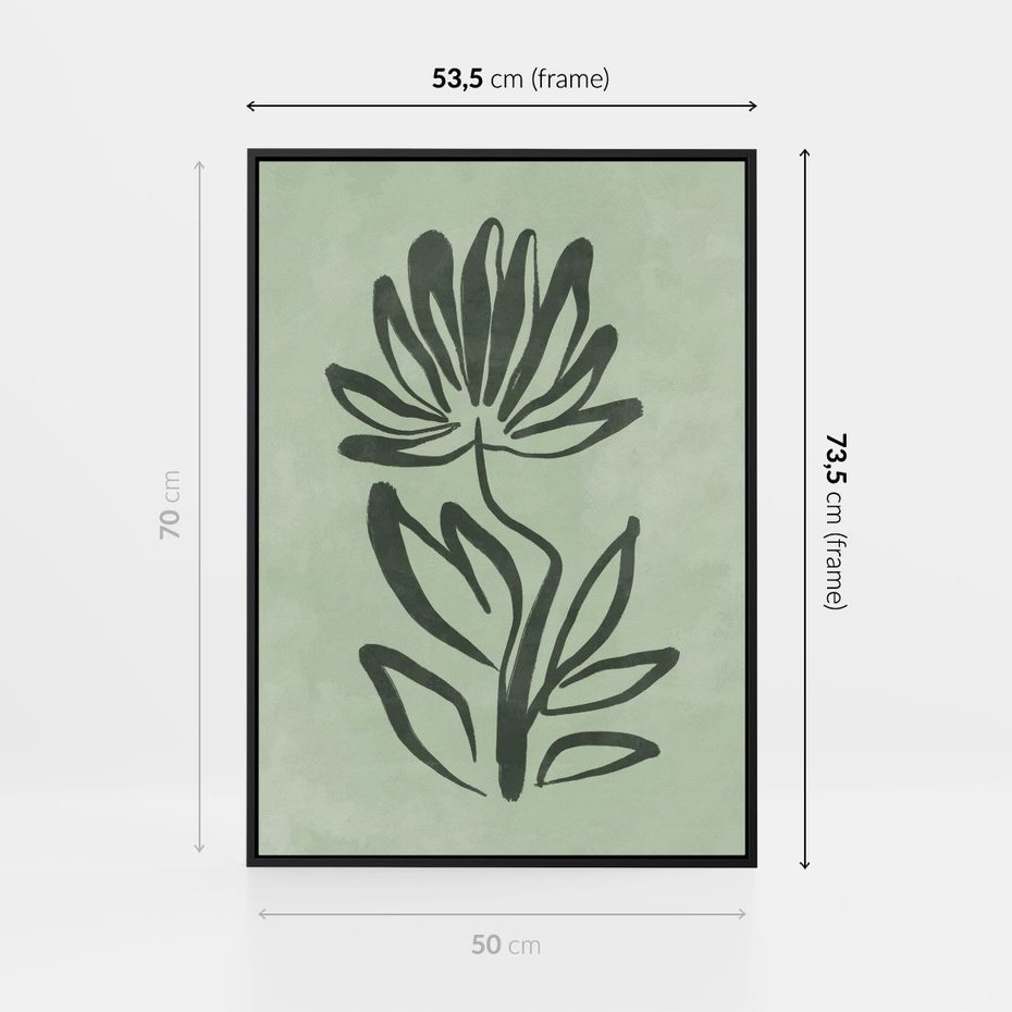 Obraz w ramie 50x70 - Zieleń Wyjątkowego Ukojenia - zielona abstrakcja, zgaszona zieleń - rama czarna