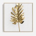 Obraz w ramie 80x80 - Ponadczasowy Urok - złote, liście - rama drewno