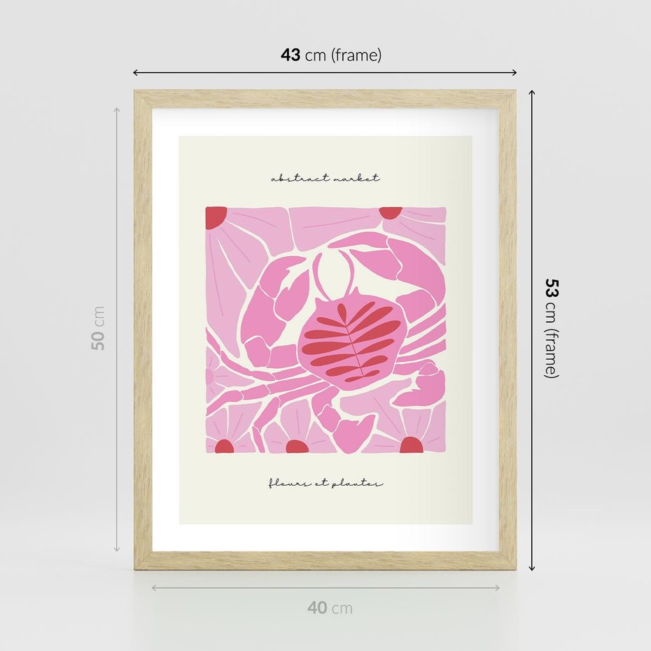 Plakat w ramie 40x50 - Rozświetlone Impresje - abstrakcyjny plakat, krab - rama drewno