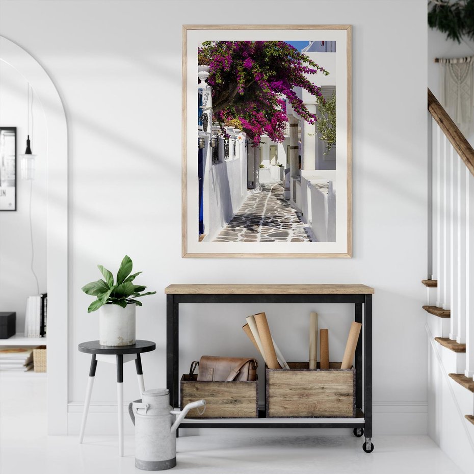 Plakat w ramie 40x50 - Mroczna Tajemnica - uliczka, perspektywa - rama drewno