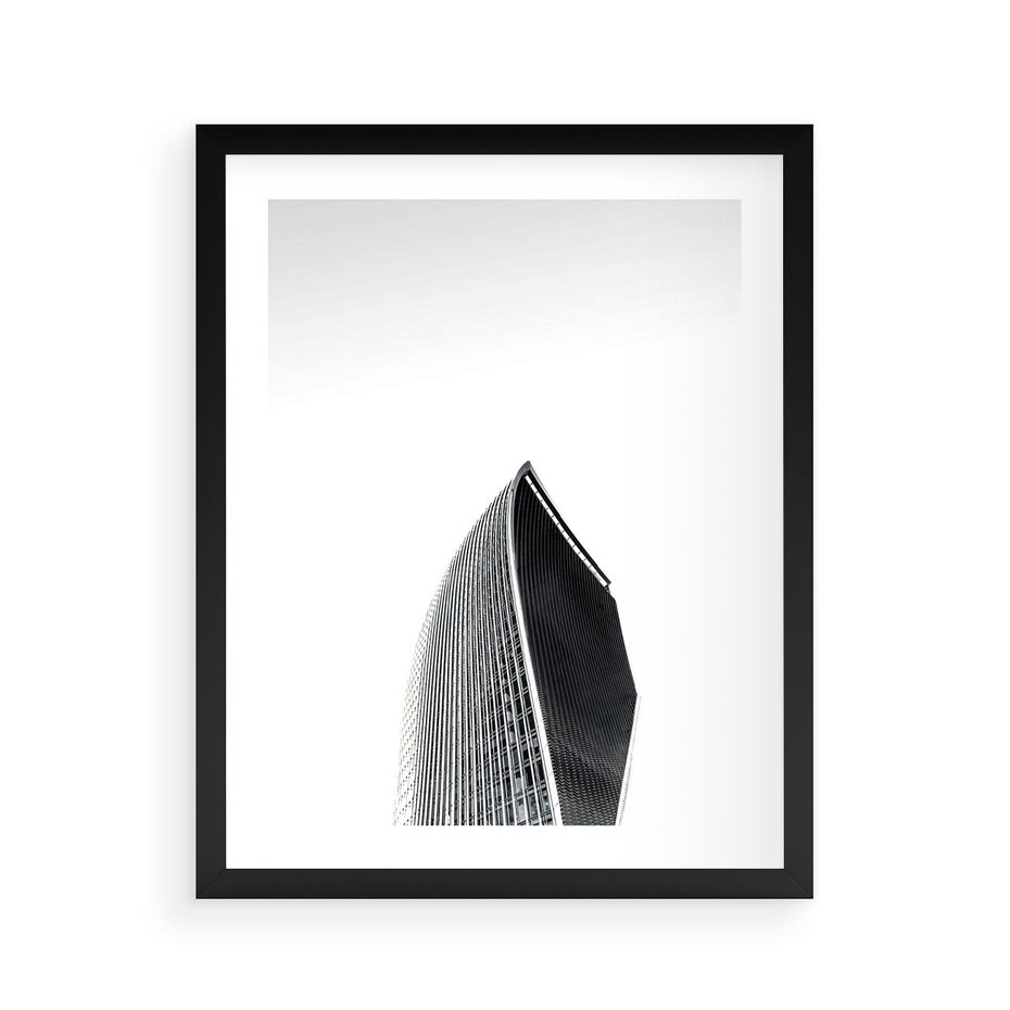 Plakat w ramie 40x50 - Czarno-Biały Wieżowiec - architektura, wieżowiec - rama czarna