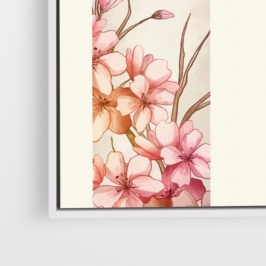 Obraz w ramie 80x80 - Rozkwitające Marzenia - japońska sztuka, ptak - rama biała