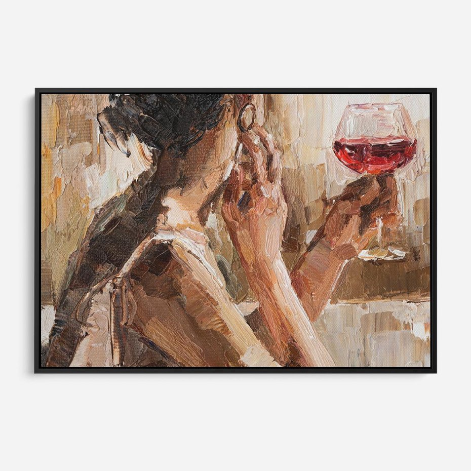 Obraz w ramie 100x70 - Wibracje - portret, kobieta - rama czarna