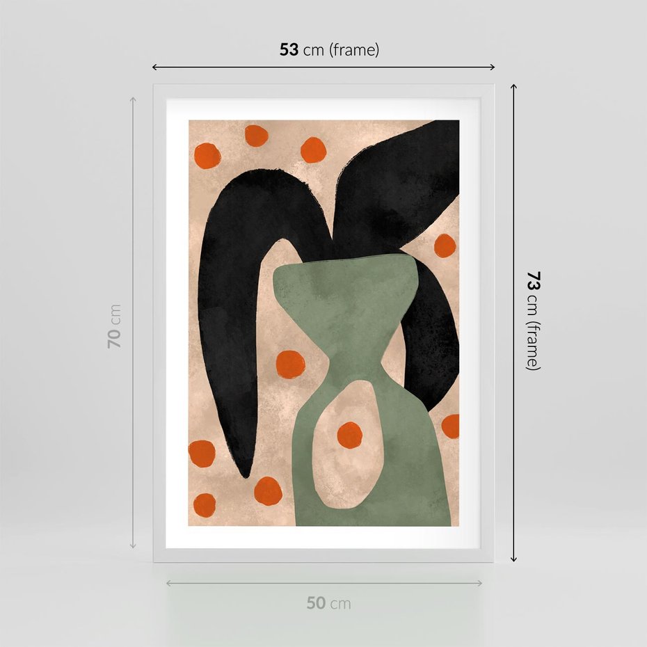 Plakat w ramie 50x70 - Impresje Boho - abstrakcyjny obraz, plakat - rama biała