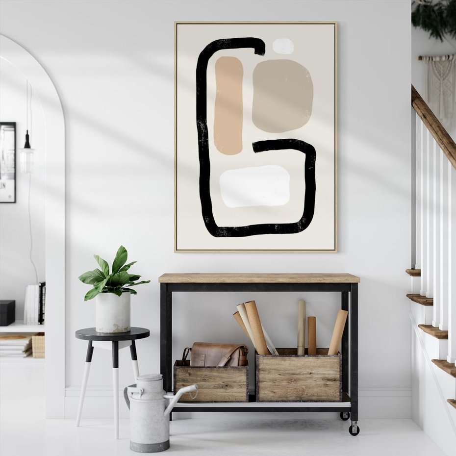 Obraz w ramie 50x70 - Kształtne Formy - geometryczne nieregularne kształty, nowoczesna kompozycja - rama drewno