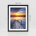 Plakat w ramie 30x40 - Zachód słońca na pomostcie - pomost, zachód - rama czarna