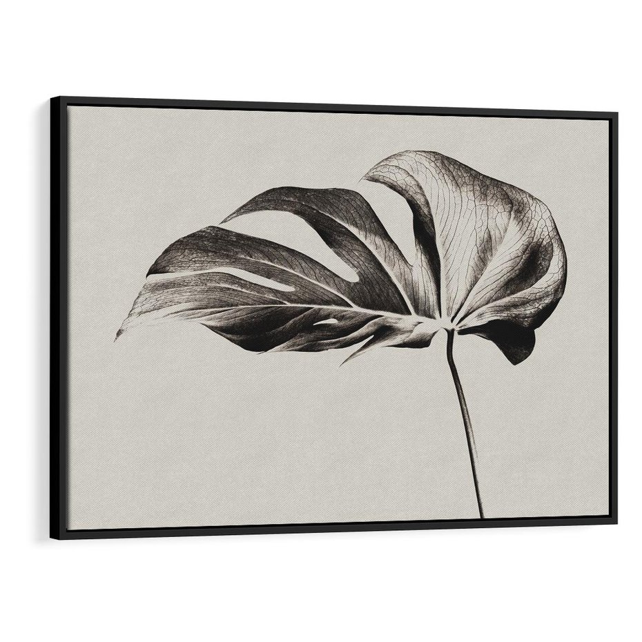 Obraz w ramie 100x70 - Szepczący Liść - szkic, czarno biały - rama czarna