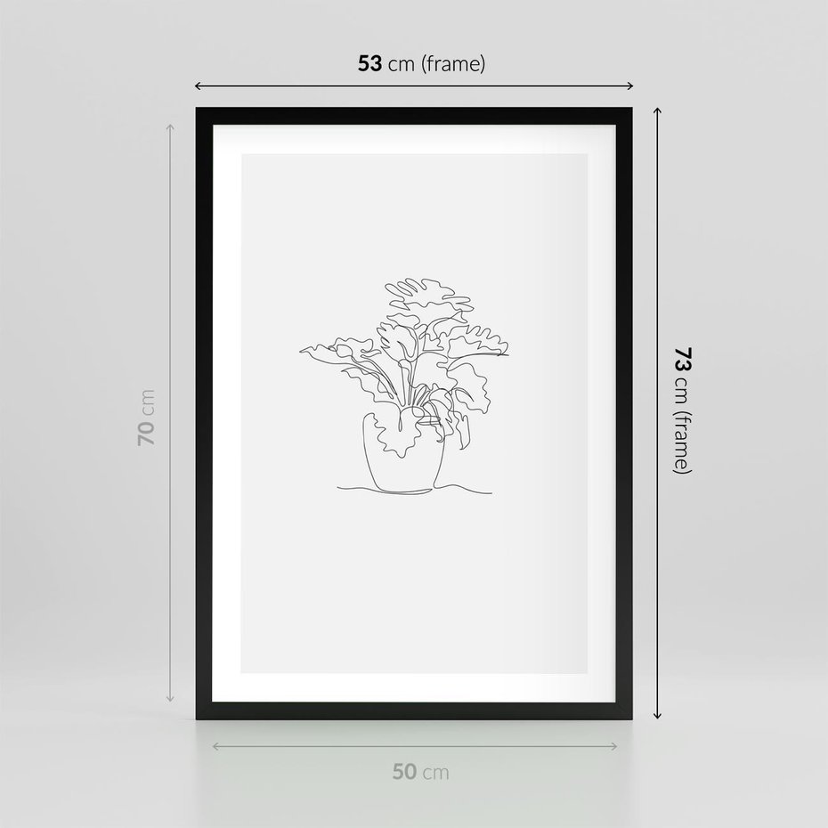 Plakat w ramie 50x70 - Rozkwitające Formy - szkic, minimalizm - rama czarna