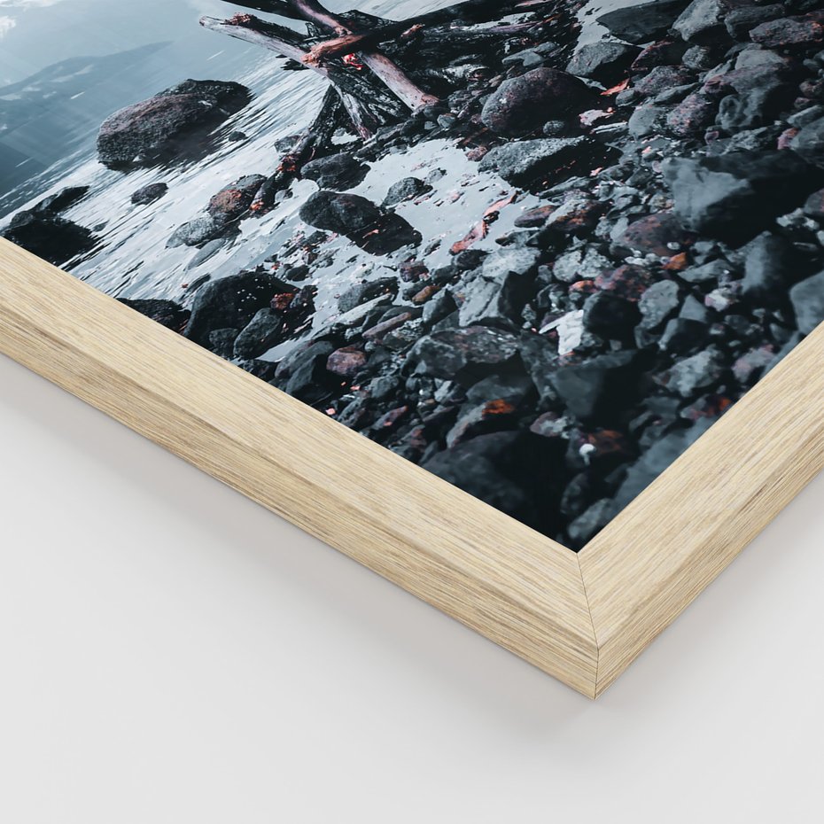 Zestaw obrazy w ramie 50x70 galeria - Zima, góry, suche, trawy, boho - rama drewno