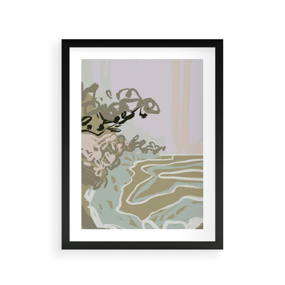 Plakat w ramie 30x40 - Wizja Przestrzeni - pastelowy krajobraz, nowoczesny plakat - rama czarna
