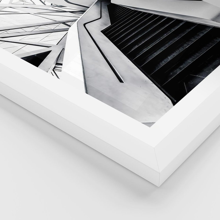 Plakat w ramie 50x70 - Współczesne Kształty - architektura, nowoczesne formy - rama biała