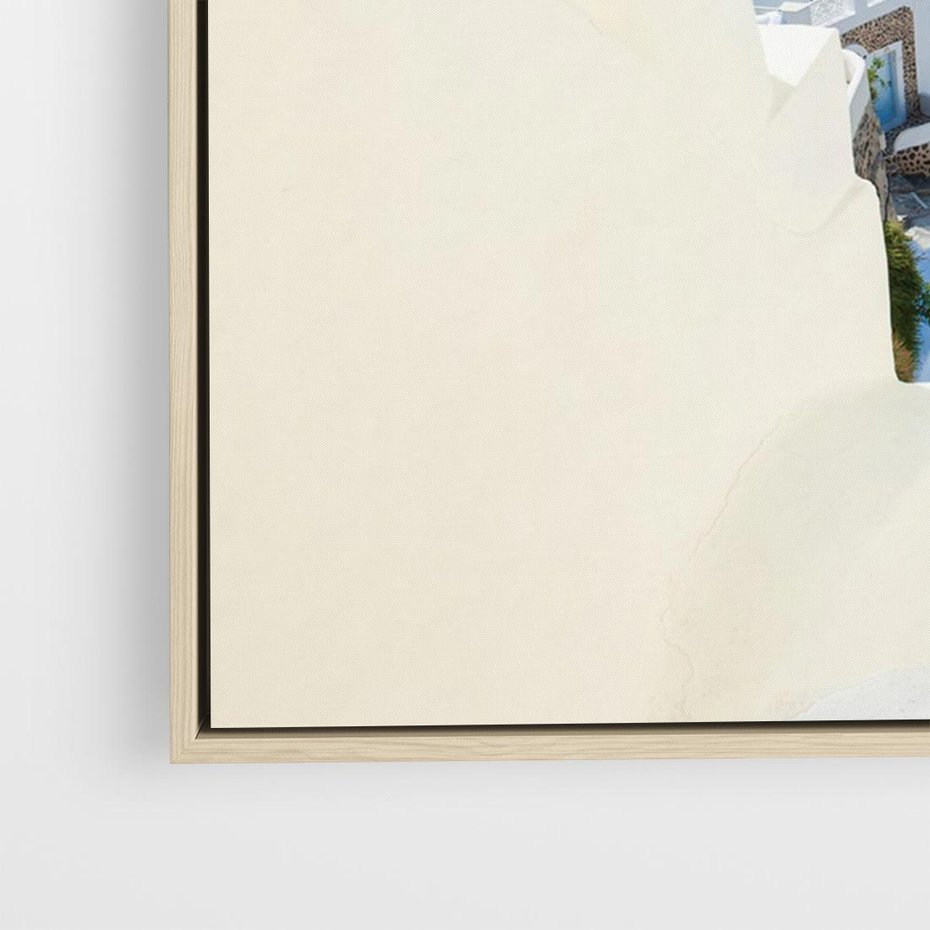 Obraz w ramie 100x70 - Malowniczy urok wyspy - Santorini, schodki - rama drewno