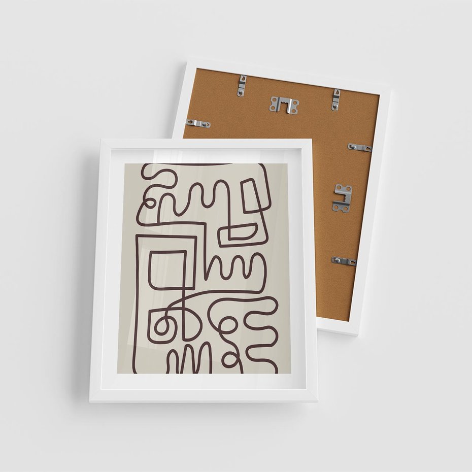 Plakat w ramie 40x50 - Etniczna Abstrakcja - nowoczesna boho grafika, abstrakcja - rama biała