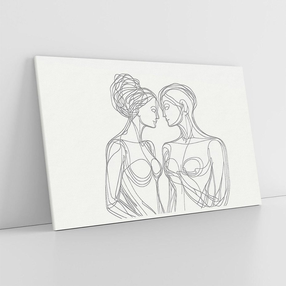 Obraz na płótnie 70x50 - Dialog z cieniami duszy - sztuka one line art, jedna kreska