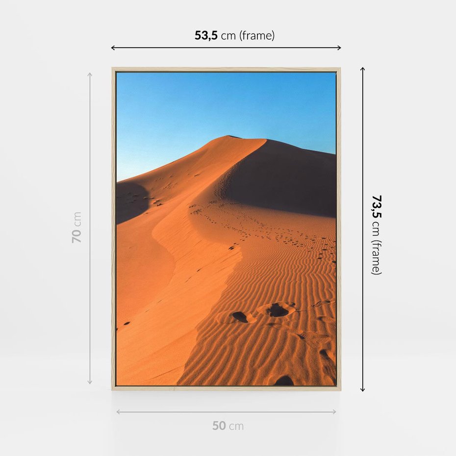 Obraz w ramie 50x70 - Piasek pustyni wędruje - pustynia, piasek - rama drewno