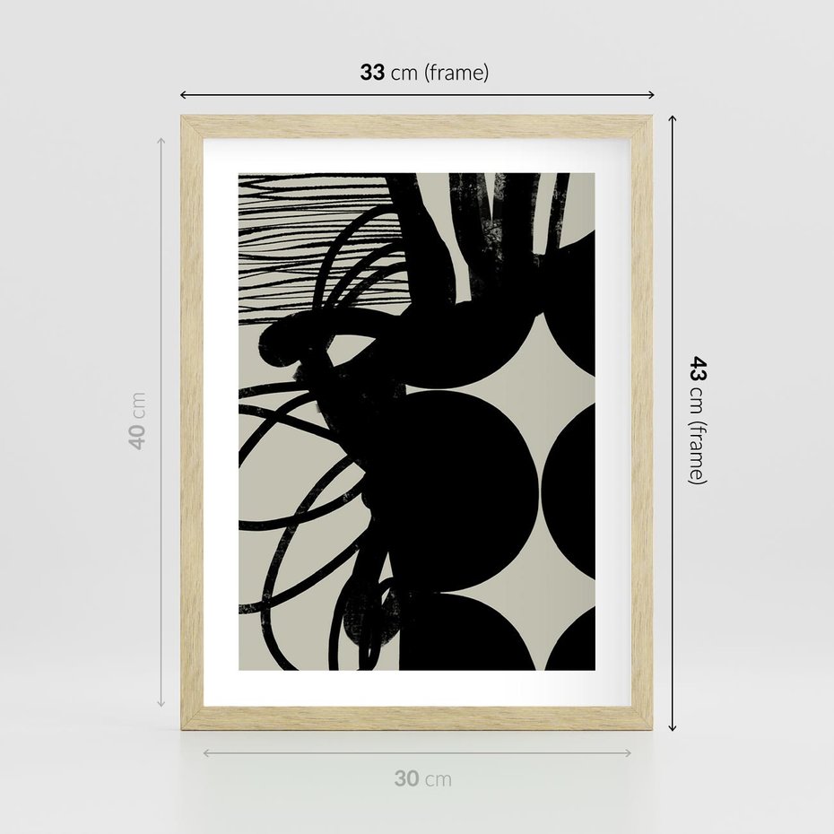 Plakat w ramie 30x40 - Modernistyczne Refleksje - abstrakcja, mroczny klimat - rama drewno