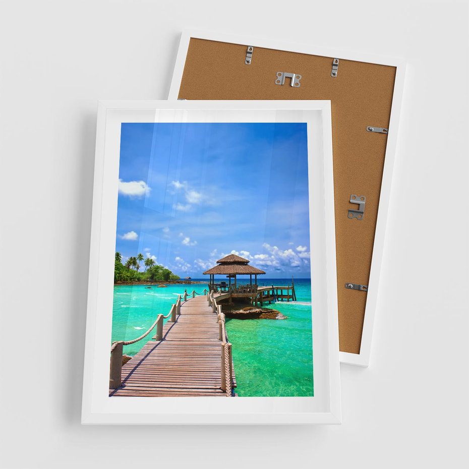 Plakat w ramie 50x70 - Magia tropikalnego oceanu - ocean, tropiki - rama biała