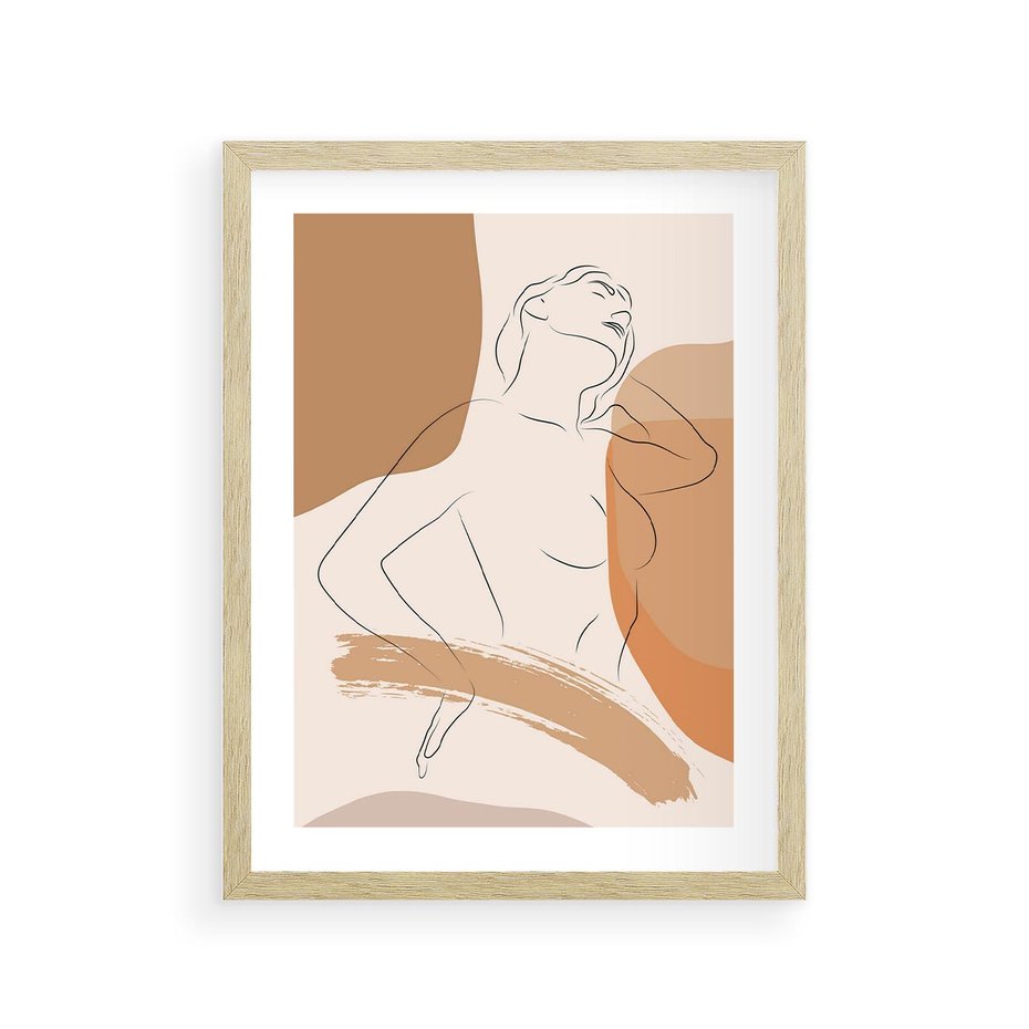 Plakat w ramie 30x40 - Sztuka Prostoty - kobieta, szkic - rama drewno