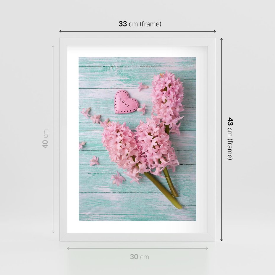 Plakat w ramie 30x40 - Hiacynty w Kwiatowej Kompozycji - hiacynty, kwiaty - rama biała
