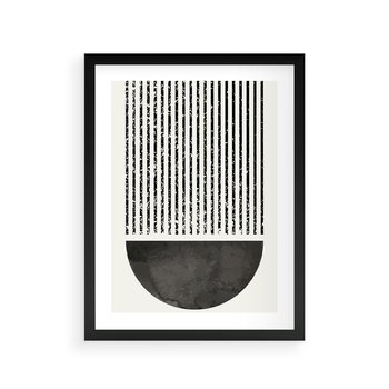 Plakat w ramie 30x40 - Taniec Impulsów - abstrakcyjne czarno białe formy, minimalizm - rama czarna