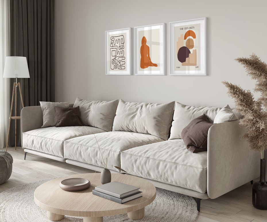 Zestaw obrazy w ramie 50x70 galeria - Sztuka, współczesna, plakaty - rama biała