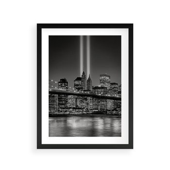 Plakat w ramie 30x40 - Miasto ożywione nocą - miasto, noc - rama czarna