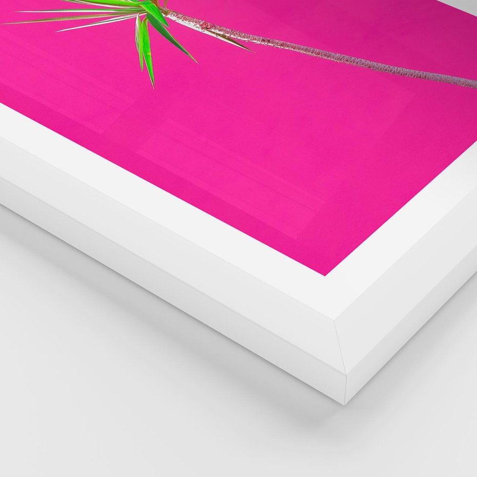 Plakat w ramie 50x70 - Retro Stylizacja - palma, liście - rama biała