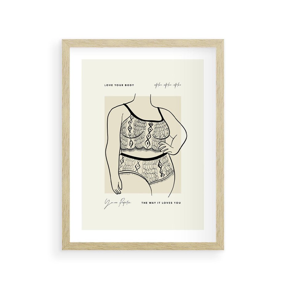 Plakat w ramie 30x40 - Spojrzenia Wewnętrznych Widoków - nowoczesna sztuka kobieca, plakat - rama drewno