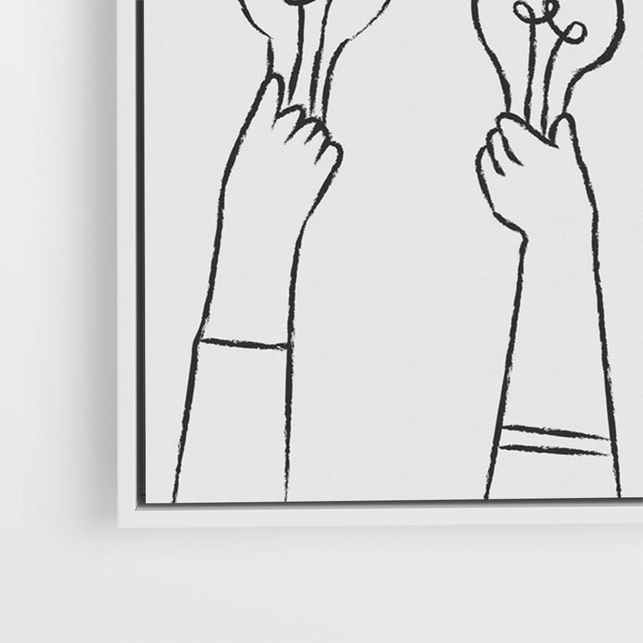 Obraz w ramie 70x50 - Idea w Rękach - szkic, grafika - rama biała