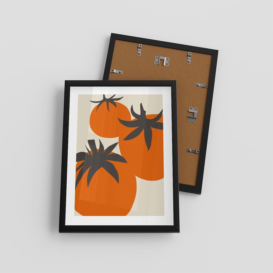 Plakat w ramie 30x40 - Jadalne Kształty - nowoczesny plakat do kuchni, pomidory - rama czarna