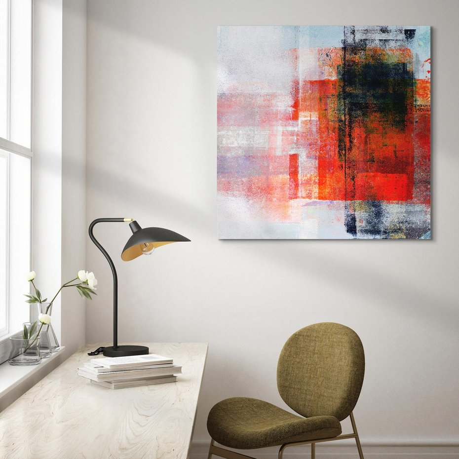 Obraz na płótnie 40x40 - Burza Emocji - wyrazista abstrakcyjna sztuka, dramatyzm