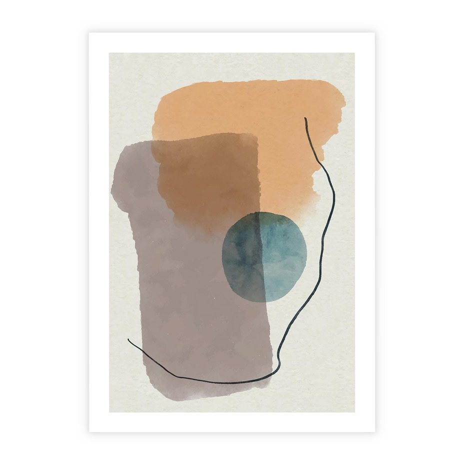 Plakat bez ramy 50x70 - Rozkwitająca Akwarelowa Inspiracja - geometryczne elementy, stonowane ziemiste kolory