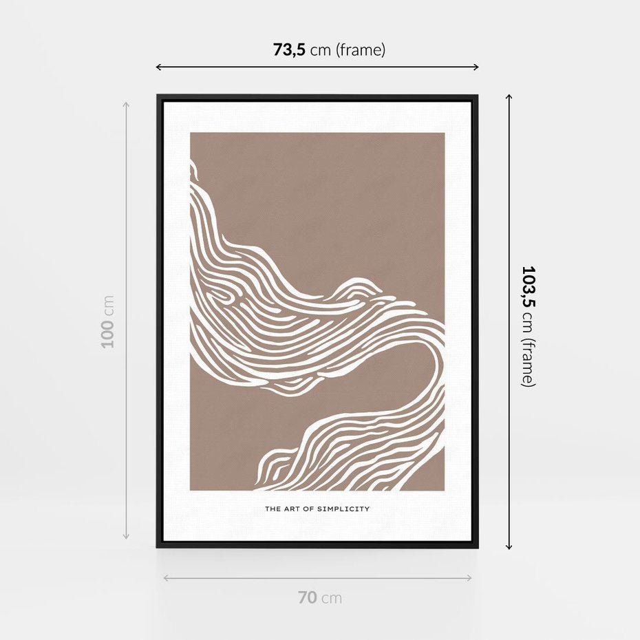 Obraz w ramie 70x100 - Harmonijne Granice - sztuka minimalizmu, biała rycina - rama czarna