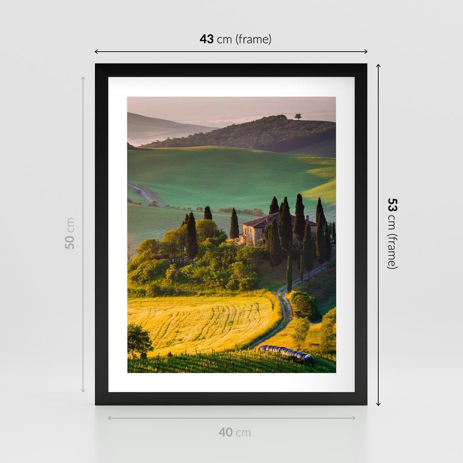 Plakat w ramie 40x50 - Pejzaż w perspektywie - pejzaż, perspektywa - rama czarna