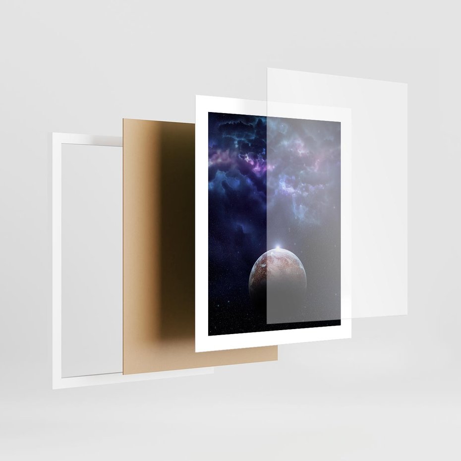 Plakat w ramie 40x50 - Kosmos - Ziemia i Księżyc - kosmos, ziemia - rama biała