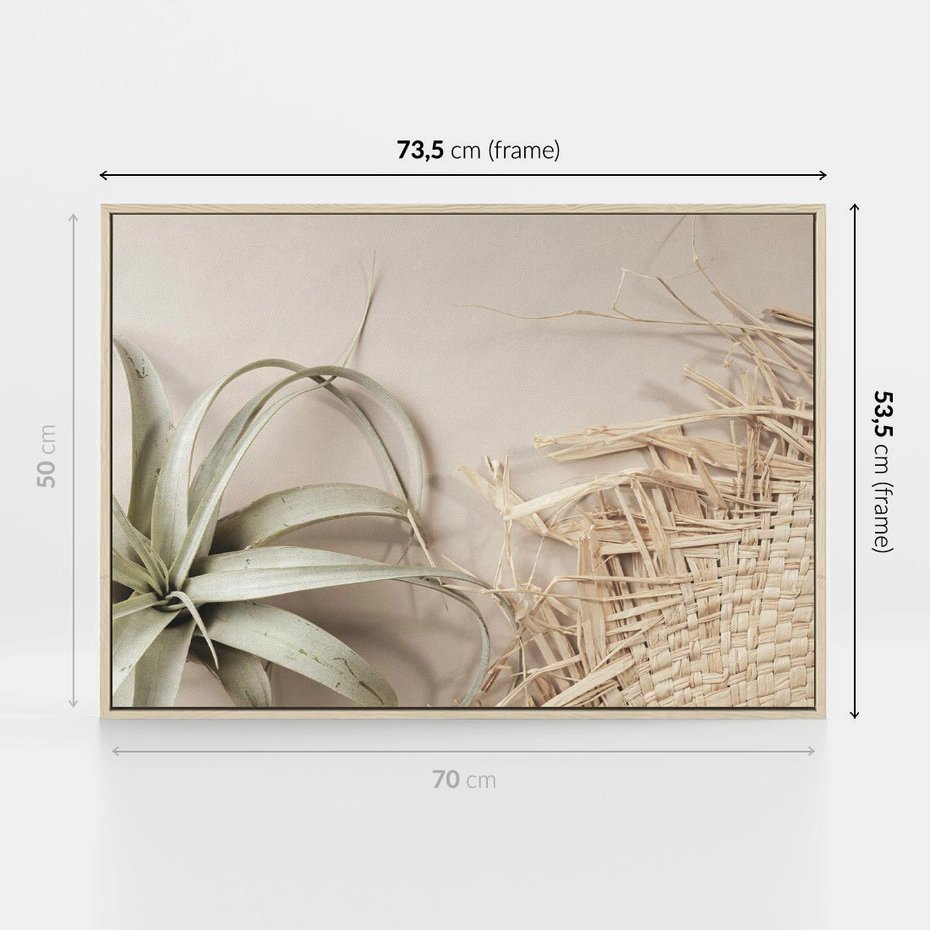 Obraz w ramie 70x50 - Boho urok suchych liści - suche, liście - rama drewno