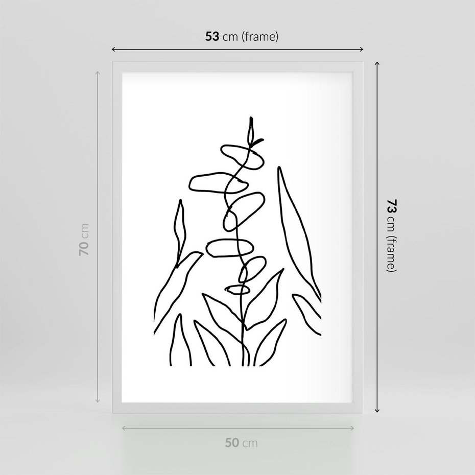 Plakat w ramie 50x70 - Konturem Naznaczone - mroczna sztuka, minimalizm - rama biała