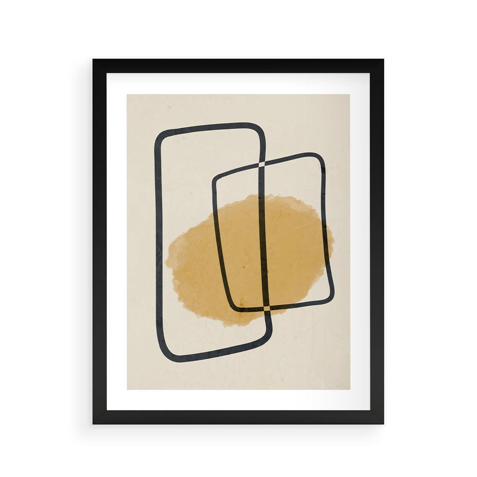 Plakat w ramie 40x50 - Rozkwitające Formy - abstrakcyjne nieregularne kształty, minimalistyczny plakat - rama czarna