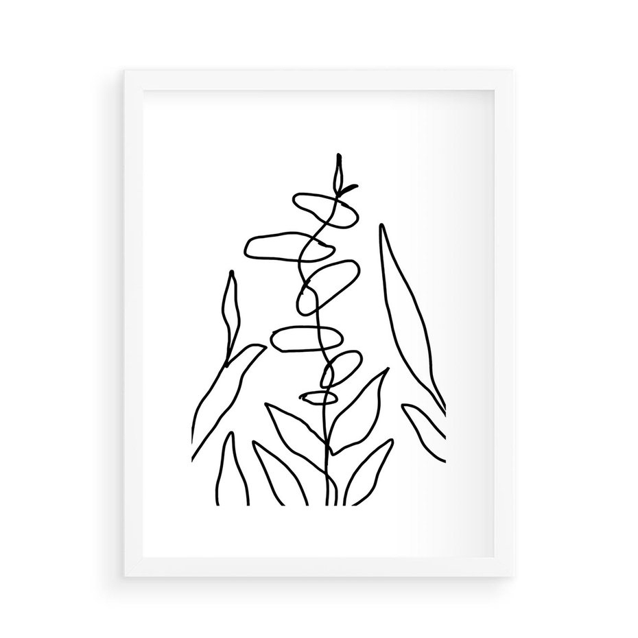 Plakat w ramie 50x70 - Konturem Naznaczone - mroczna sztuka, minimalizm - rama biała