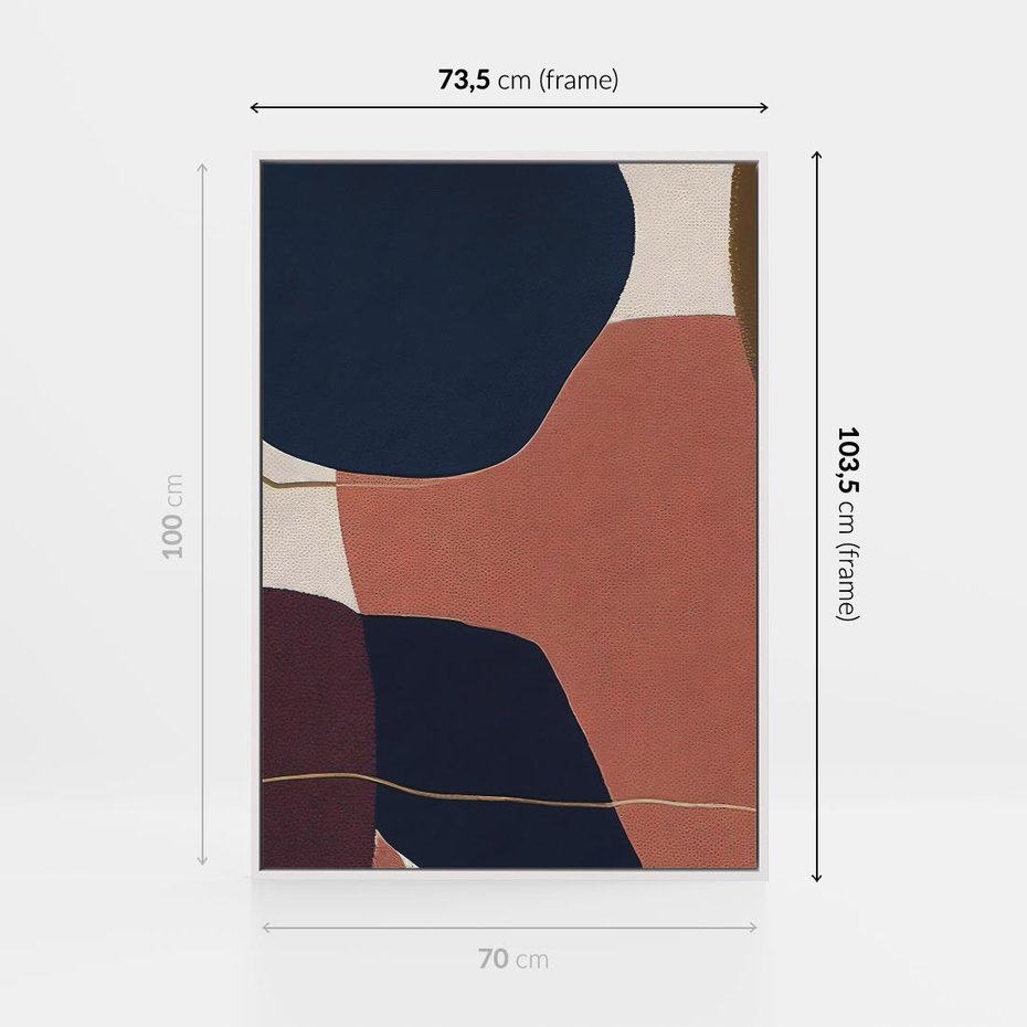 Obraz w ramie 70x100 - Abstrakt Marsala - nieregularne plamy, kształty - rama biała