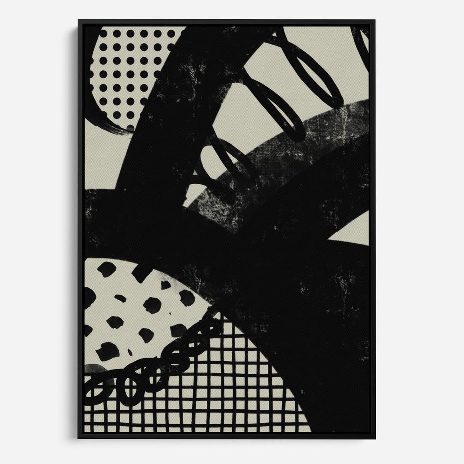 Obraz w ramie 70x100 - Nieznanie Zaskoczenia - bstrakcyjna mroczna kompozycja, nieregularne - rama czarna