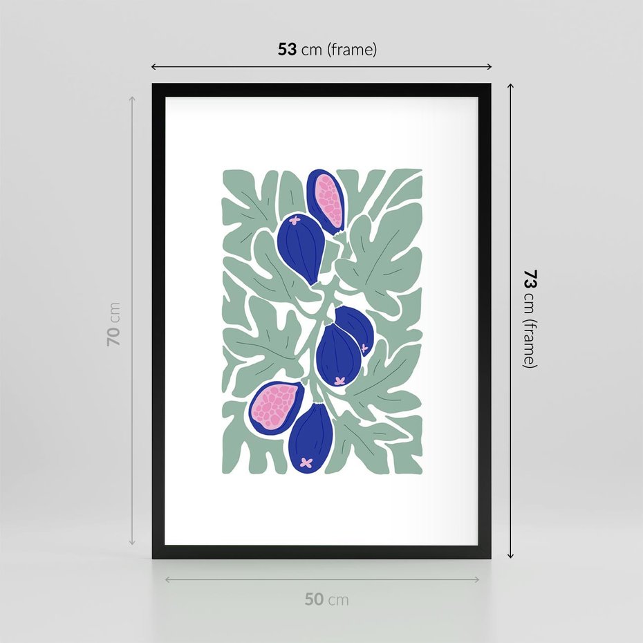 Plakat w ramie 50x70 - Figi Fioletu - figi, sztuka nowoczesna - rama czarna