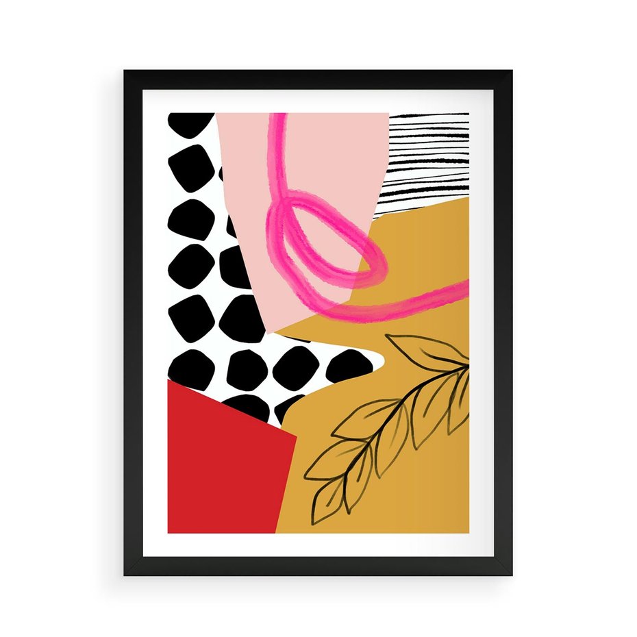 Plakat w ramie 50x70 - Księga Form i Plam - abstrakcyjna kompozycja, różne tekstury - rama czarna